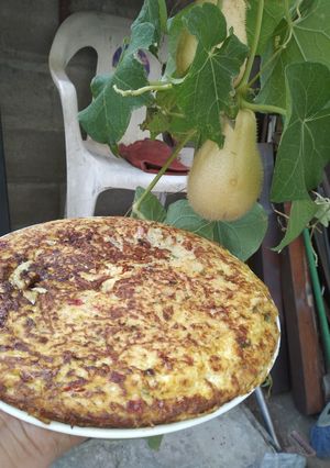 Una foto de Tortilla de papa del aire o chayote silvestre