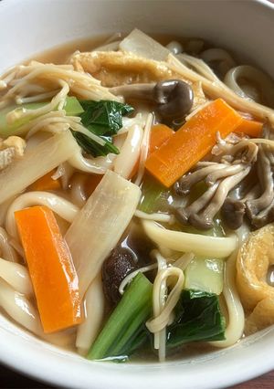 A picture of Vegan Udon & Vegetable Soup.