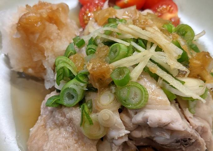 Just a boiled chicken with Japanese Ponzu sauce