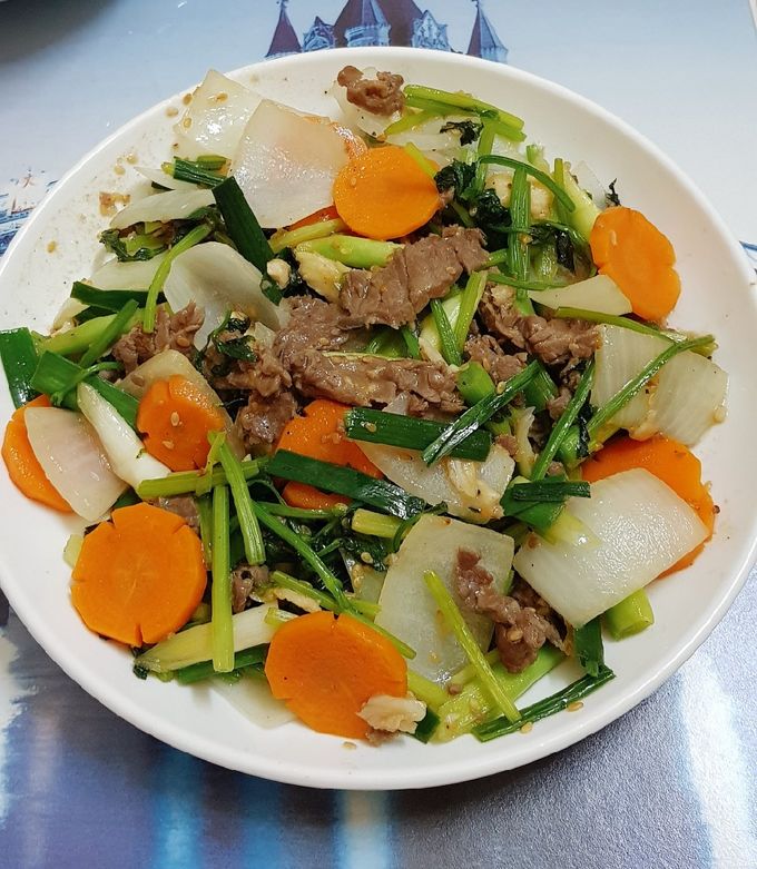 Hình của món Thịt bò xào rau củ.