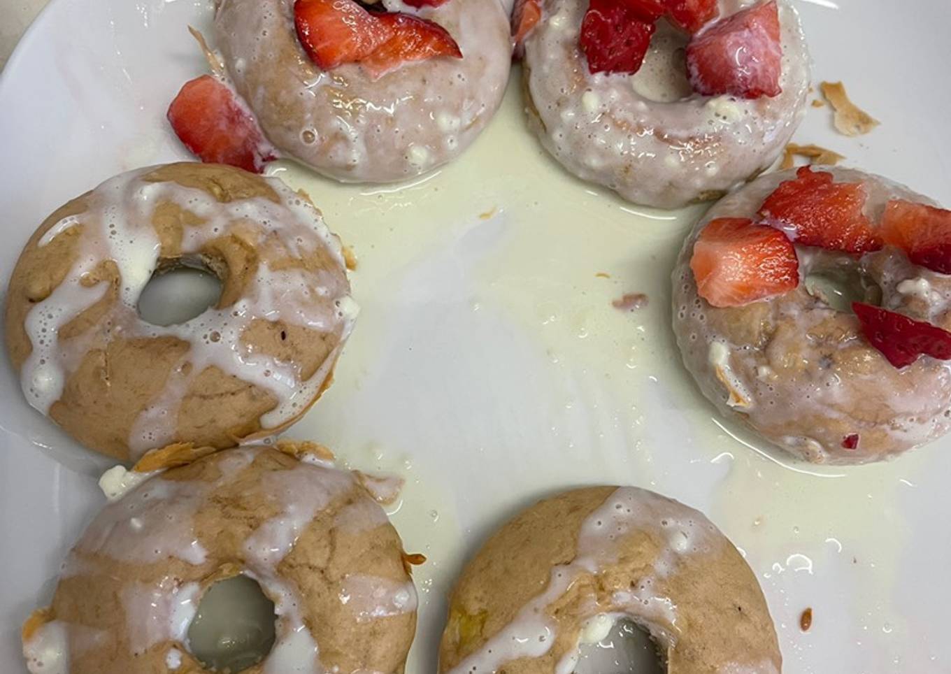 Donuts saludables de choco blanco y fresas