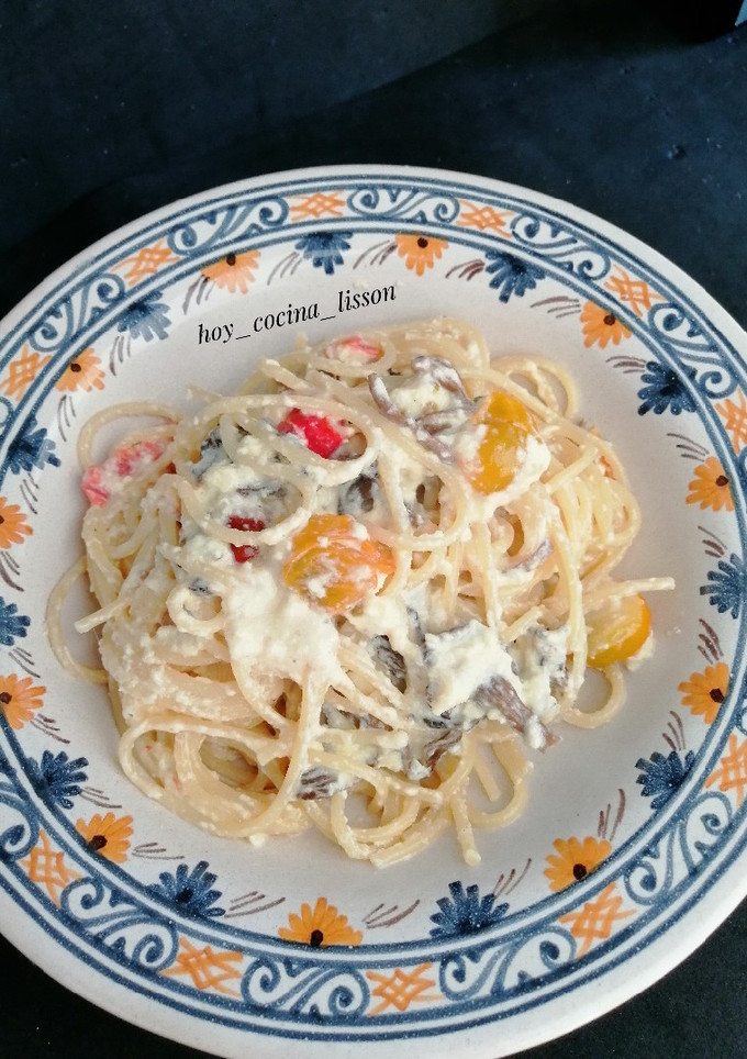 Una foto de Spaghetti cremosos