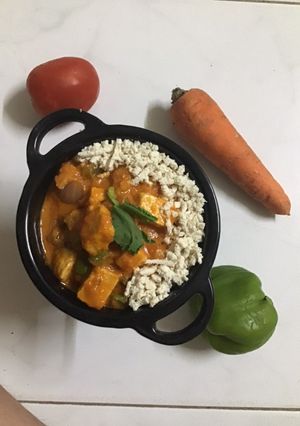 A picture of Veg. tofu sabzi.