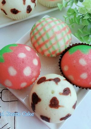 Foto resep Painted Steam Cake (No Mixer)彩繪蒸蛋糕