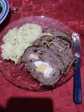 Pan de carne con arroz frito