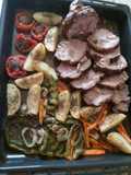 Rôti (cabeza de lomo) al horno con verduras