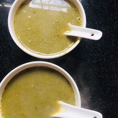 A picture of Moringa + agathe spinach soup.