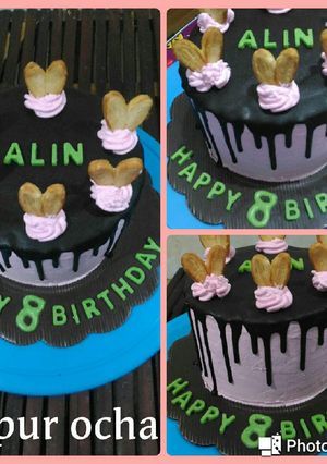 Foto resep Cake ultah simpel dan irit ala dapur ocha (base brownies 3 sdm)