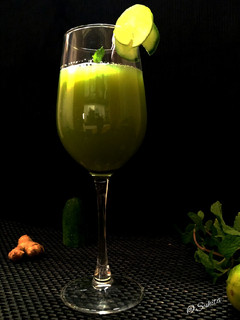 A picture of Cucumber Lemonade Detoxifying morning green drink.
