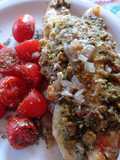 Pescado con pesto de tomates y nueces