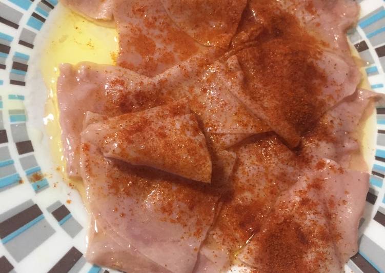 Jamón York con aceite y pimentón