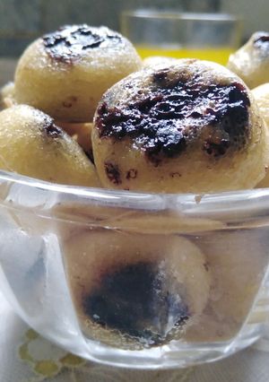 A picture of Pancake poppers with chocolate filling.