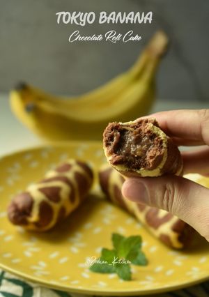 Foto resep Tokyo Banana Chocolate Roll Cake