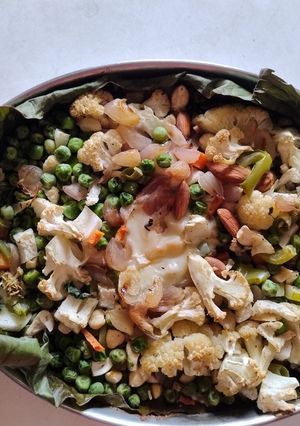 A picture of Vegetables and cheese casserole with very little butter or oil.