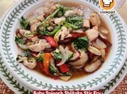 Gambar baby spinach dan cendawan