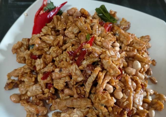 Resep Tempe kacang pedas manis krispi 💕 Anti Gagal