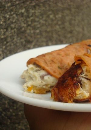 A picture of Paleo: Salami wrapped frittata.