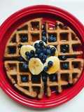 Waffles de avena con mantequilla maní