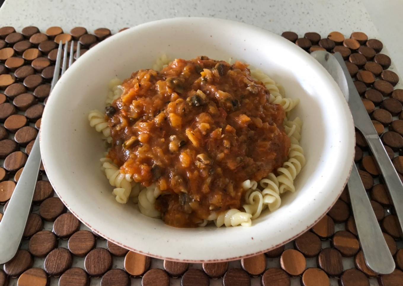Salsa de tomates con champiñones