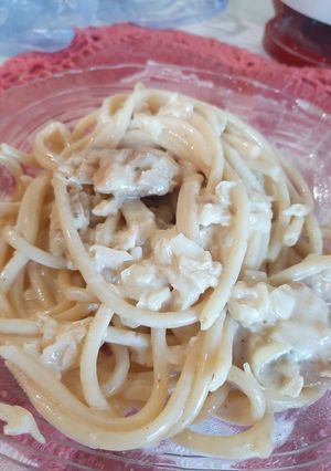 Una foto de Pasta con salsa Alfredo