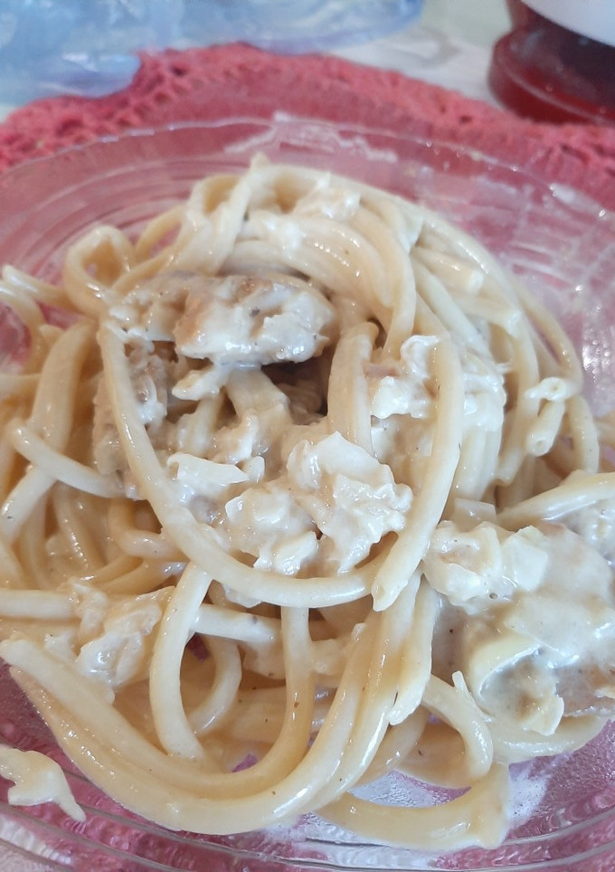 Una foto de Pasta con salsa Alfredo