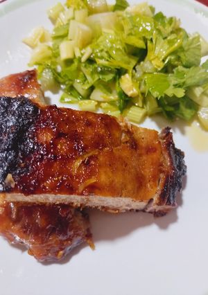 Una foto de Carre de cerdo deshuesado con miel y mostaza 🍯🐽
