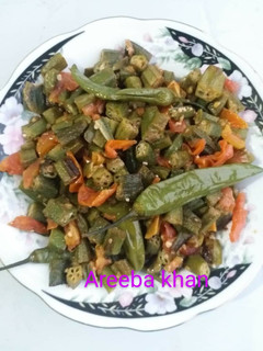 A picture of Ladyfingers (bhindi) without onion.