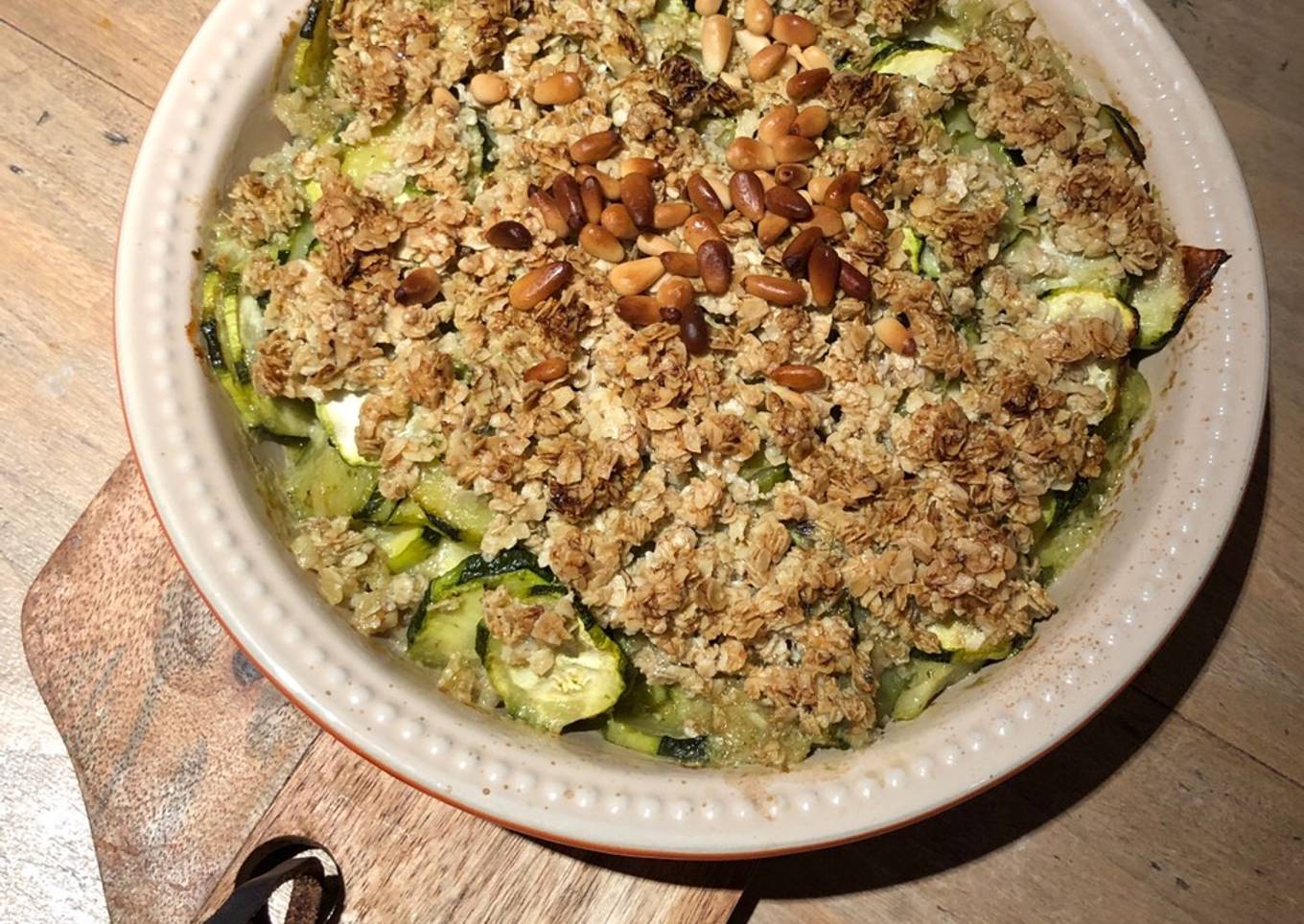 Crumble de courgettes, flocons d’avoine