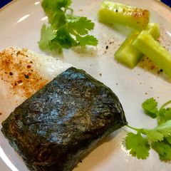 A picture of Teriyaki Salmon Onigiri (Japanese Rice Cakes).