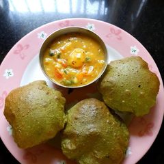 A picture of Green palak poori.