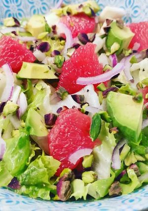 A picture of Fennel, Pink Grapefruit, and Avocado Salad.