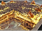 Una foto de chocotorta con chocolinas y queso crema
