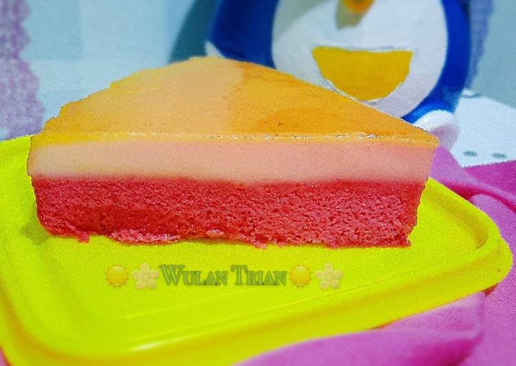 Langkah Mudah untuk Membuat Strawberry cotton cake with custard pudding caramel, Bikin Ngiler