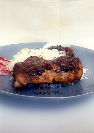 عکسی از دستور چلو مرغ و زردآلو