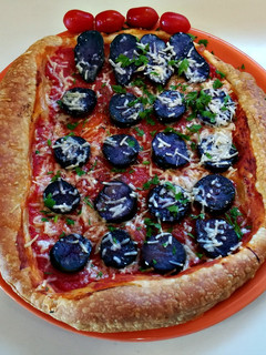 Una foto de Hojaldre con patatas azules