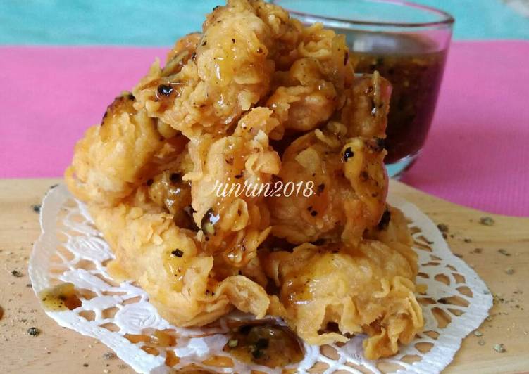 Ayam Popcorn Saus Lada Hitam #BikinRamadanBerkesan