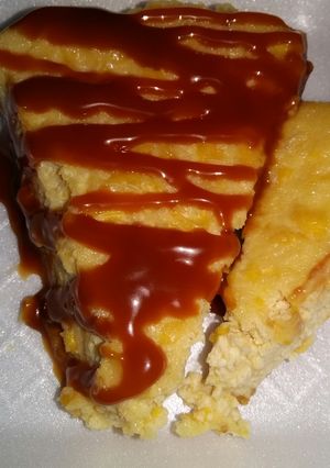 Una foto de Flan de elote a la cajeta