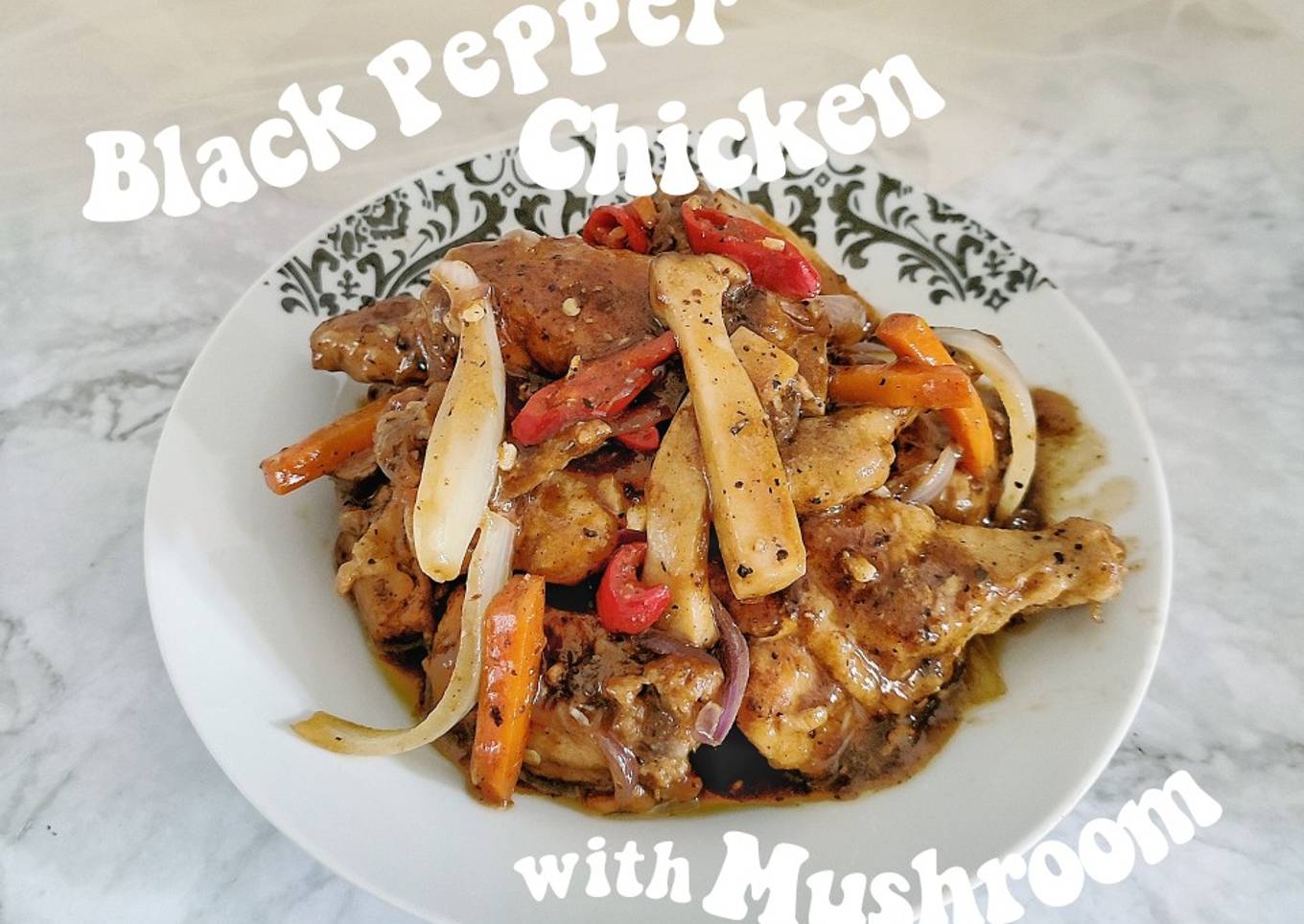 Chicken with black pepper and mushrooms