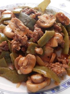 Una foto de Judías verdes a la boloñesa con champiñones