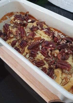 O poză a rețetei Chec cu măr, banană și nuci.