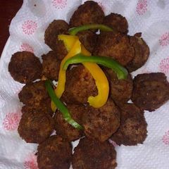 A picture of Homemade Deep fried meatball.
