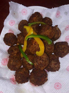 A picture of Homemade Deep fried meatball.
