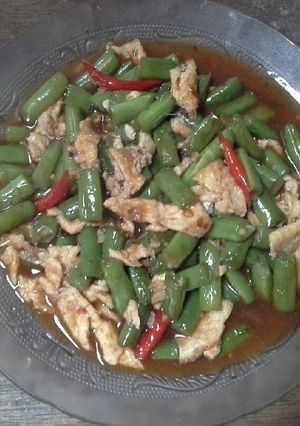 Foto resep Buncis Tumis Telor Saus Pedas