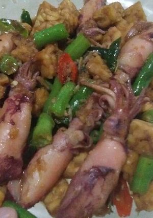 Foto resep Tumis cumi tempe buncis #BikinRamadanBerkesan #30DaysChallenge