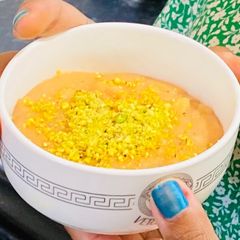 Mango, saffron and Samolina pudding (Halwa) A picture of Mango, saffron and Samolina pudding (Halwa).