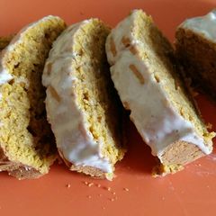 A picture of Vickys Oaty Pumpkin Loaf Cake, GF DF EF SF NF.