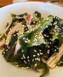 Cucumber, seaweed and seafood stick with vinegar sauce