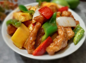 A picture of Chinese Sweet and Sour Pork (Cantonese Dish).