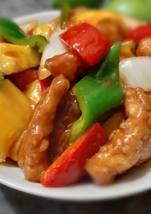A picture of Chinese Sweet and Sour Pork (Cantonese Dish).