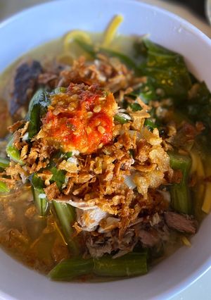 A picture of Cakalang Noodles Soup (Mie Cakalang Manado).